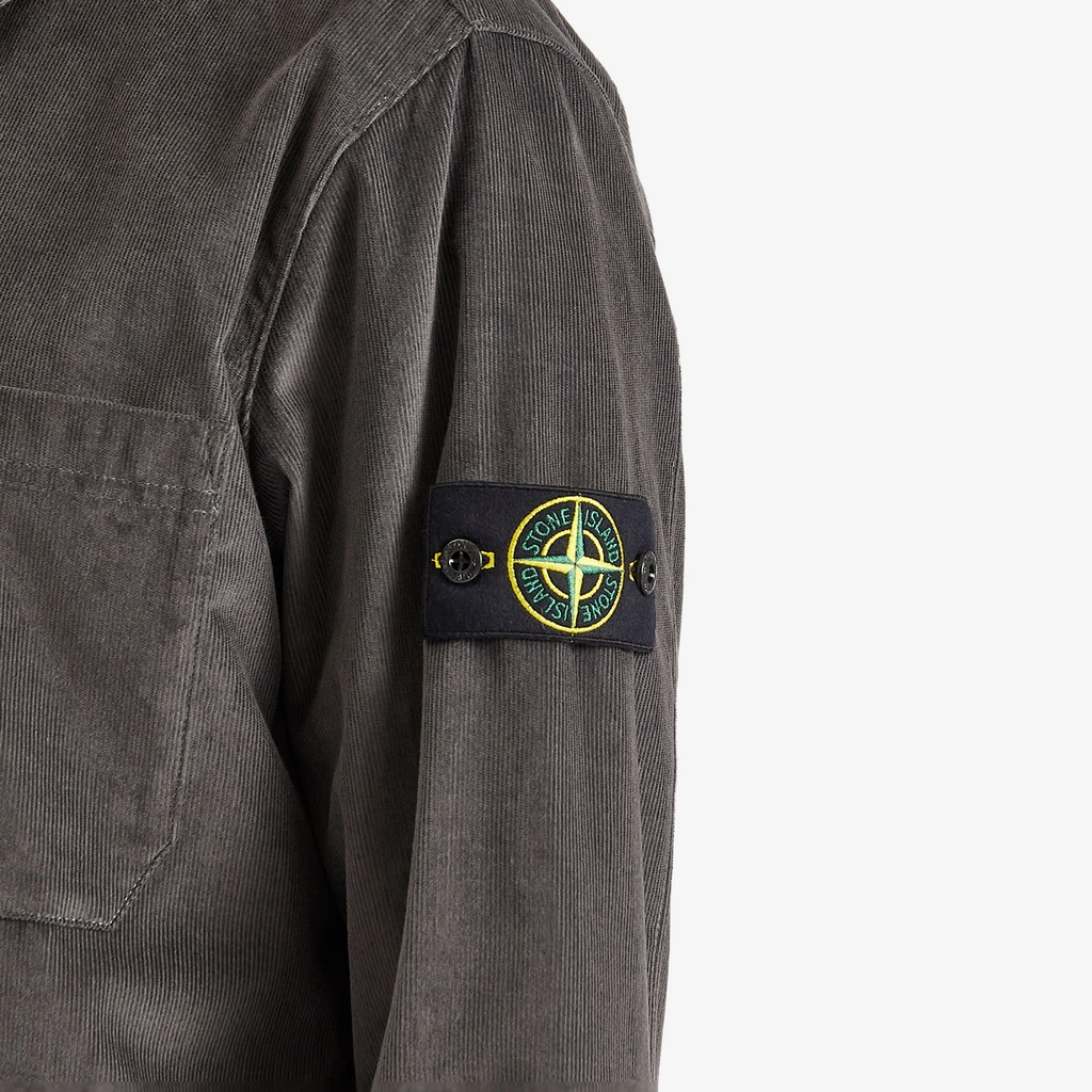 Stone Island Men's Cotton Micro-Corduroy Overshirt Charcoal